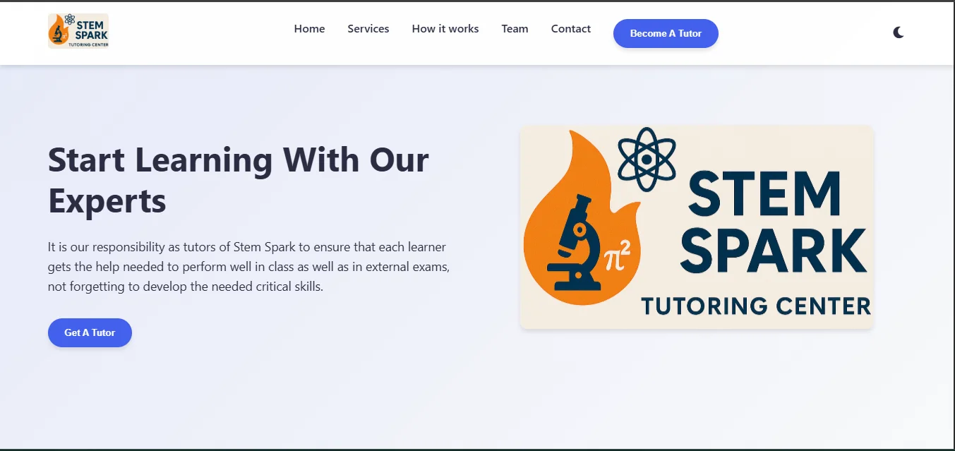 Stem Spark Tutoring Website